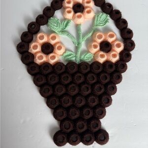 Vintage Handcrafted Floral Wall Art / trivet